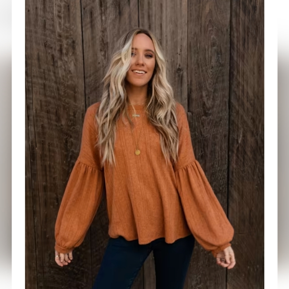 Balloon sleeve knit sweater